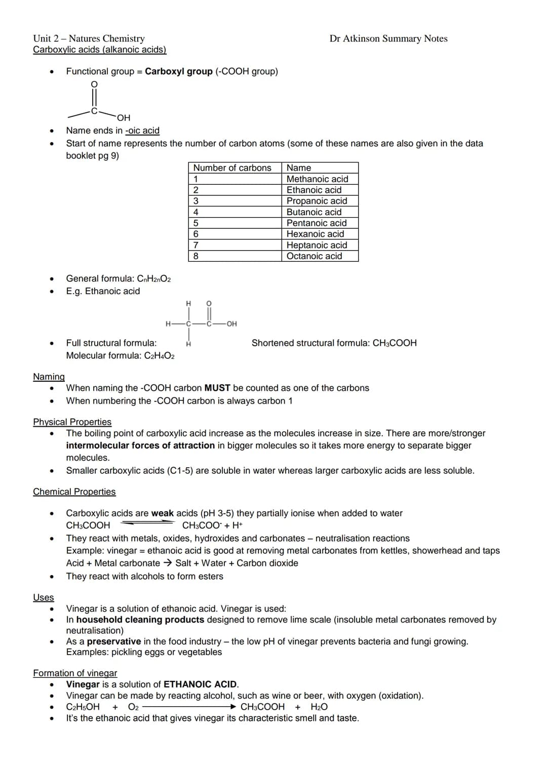 Unit 2 Natures Chemistry
Hydrocarbons Topic Summary Sheet
●
●
●
●
●
●
Alkanes
●
●
● Names end in -ane
●
●
●
Hydrocarbons are compounds conta