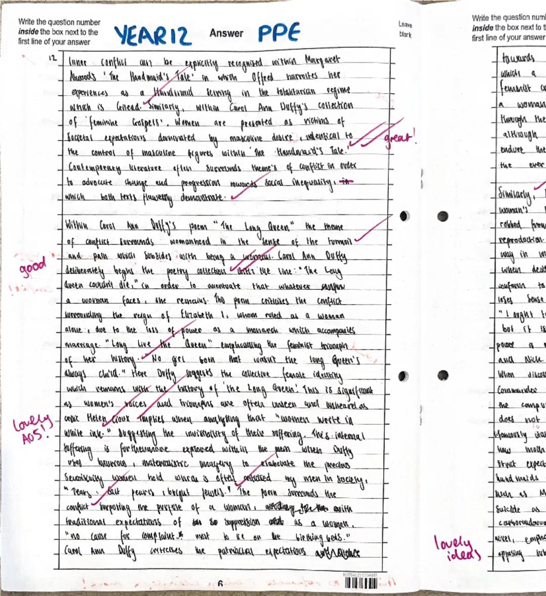 # YEAR 12 Answer PPE

1. Within the modern tragedy, 'A Streetcar Named Desire', Williams explores the theme of deception as central to the p