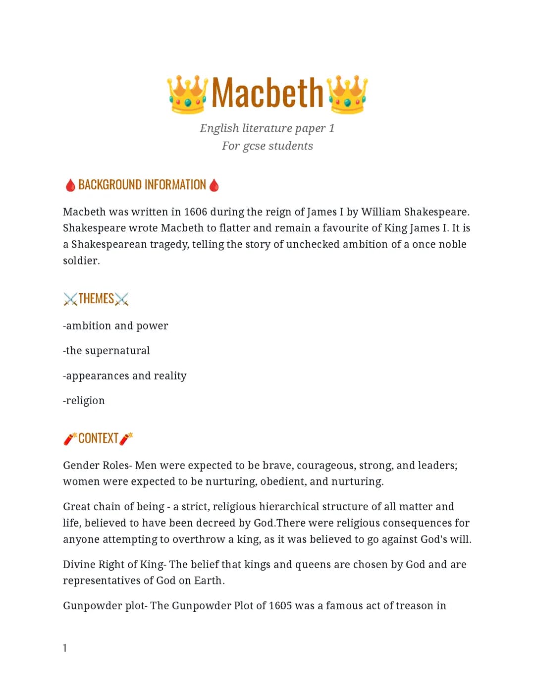 MACBETH REVISION