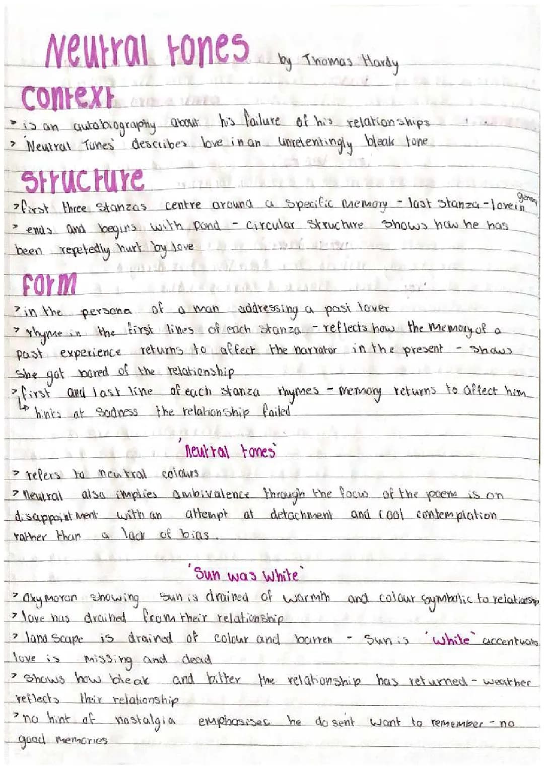 Neutral Tones Analysis: Love and Relationships Poetry