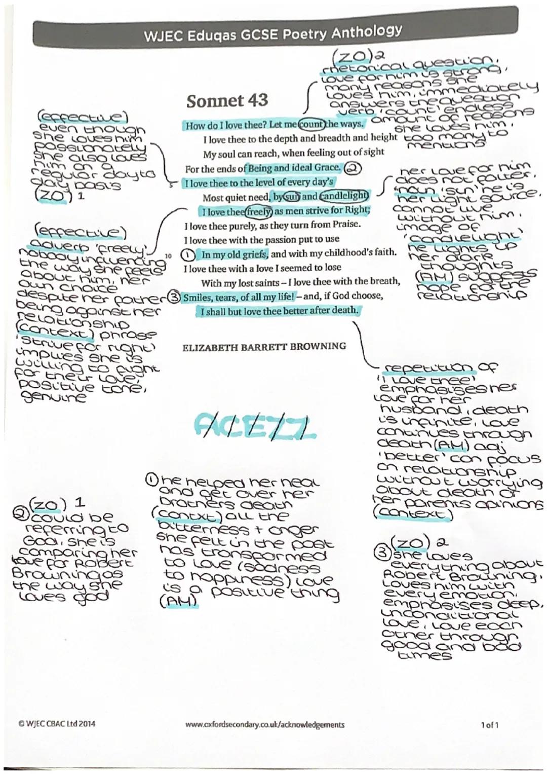 (effective)
even though
She Loves him
Passionately
She also loves
him
regular dayto
day basis
ZO) 1
WJEC Eduqas GCSE Poetry Anthology
(zo)a
