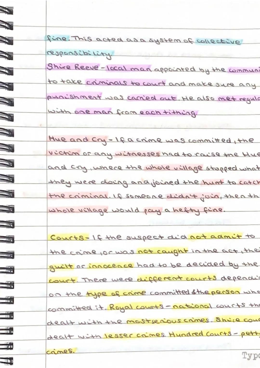 MEDIEVAL ENGLAND
King and nobility made the law. Village community
and families helped to enforce the law at a
local level. The Church also 