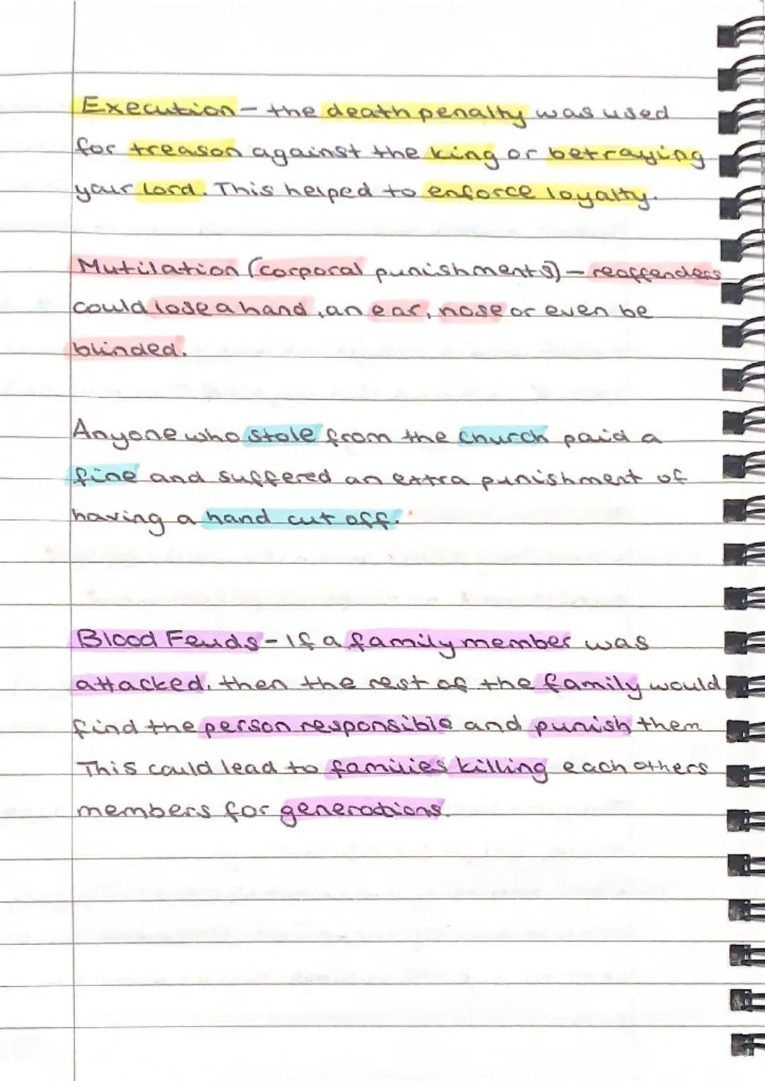 MEDIEVAL ENGLAND
King and nobility made the law. Village community
and families helped to enforce the law at a
local level. The Church also 