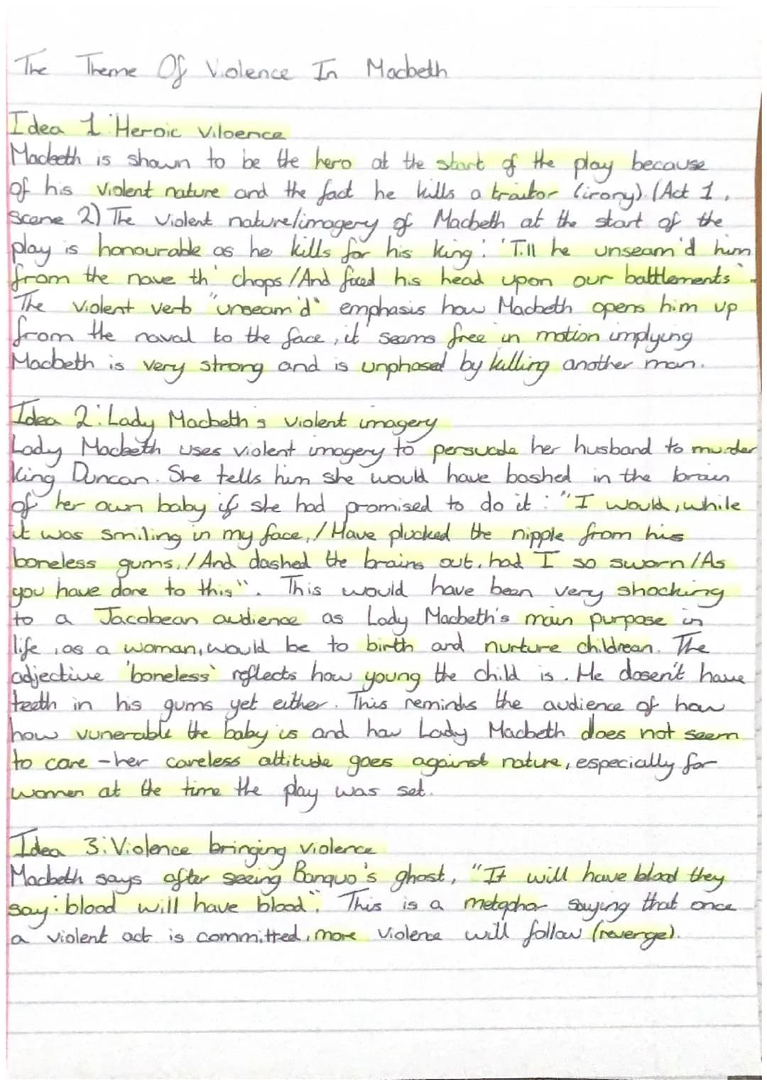 The Theme Of Violence In Macbeth.
Idea 1 Heroic Viloence
honourable
IS
as
Madeeth is shown to be the hero at the start of the play because
o