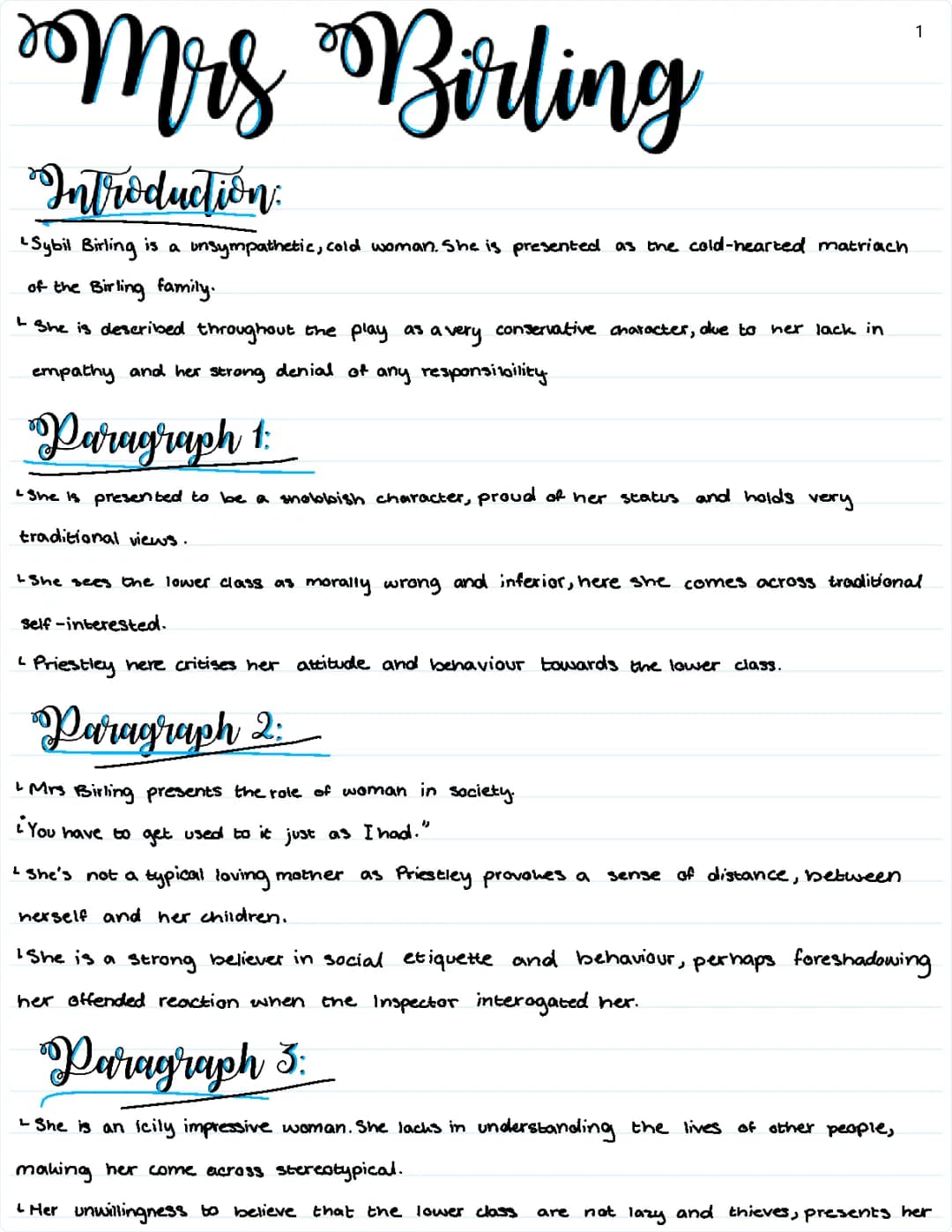 An Inspector Calls- Mrs Birling Essay Pan