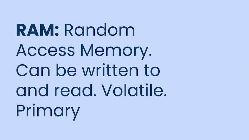 OCR GCSE J277 1.2
Summary: Memory and Storage Checklist
1.2
Primary Storage
Secondary Storage
Storage Types
Storage Devices
Storage Characte