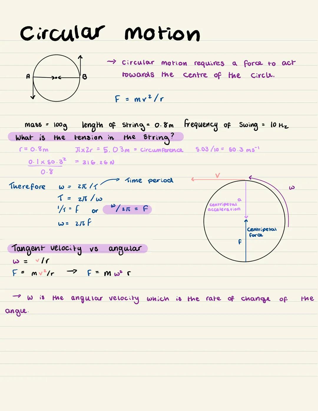 # Circular motion

The radian- The subrended by a circular arc with a length equal to the radius.

angle (rad) = $\frac{S}{r}$ $\longrightar