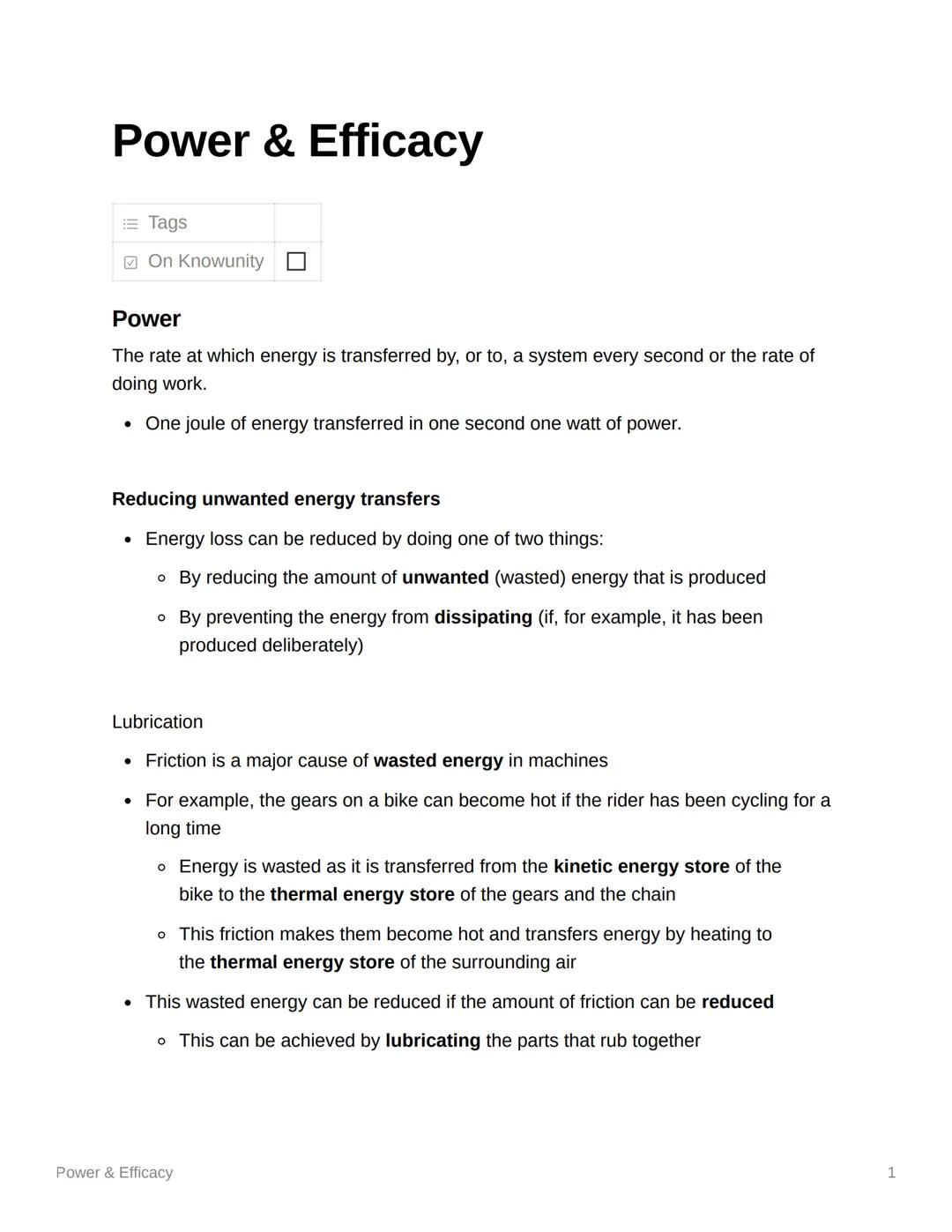 Power & Efficacy
Tags
On Knowunity
Power
The rate at which energy is transferred by, or to, a system every second or the rate of
doing work.