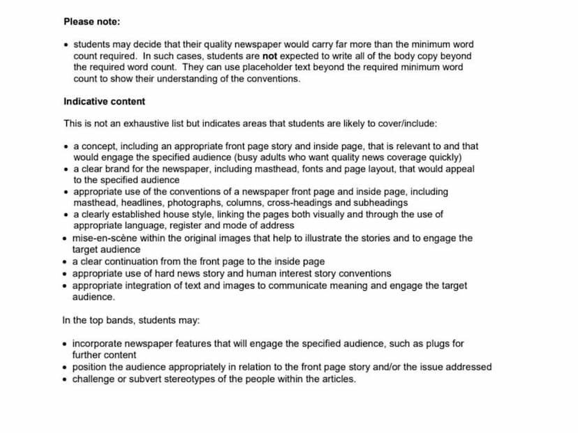 Title: Newspapers
LO: How do newspapers use language for purpose?
Masthead
The title block of the
newspaper
Kicker
An article linked to a st