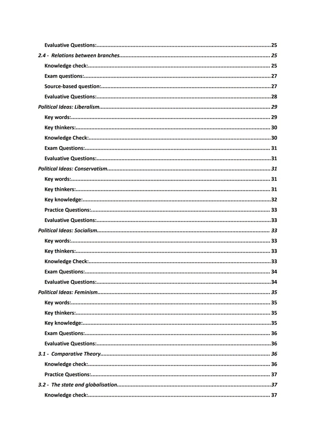 --- OCR Start ---
Table of Contents
..
..
1.1- Democracy and participation..
Knowledge check:......
1
Source Questions:.
2
Exam questions:..