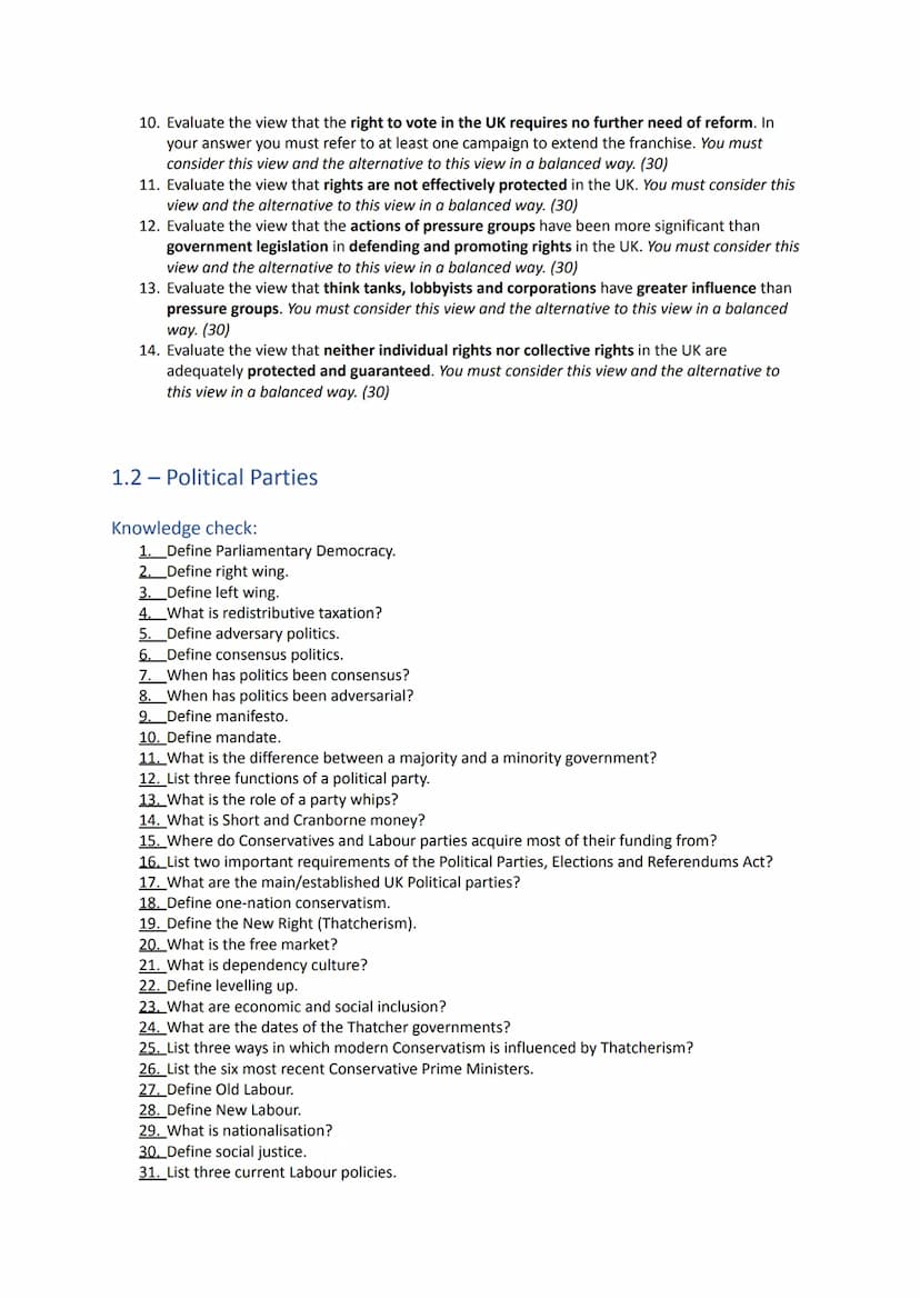 --- OCR Start ---
Table of Contents
..
..
1.1- Democracy and participation..
Knowledge check:......
1
Source Questions:.
2
Exam questions:..