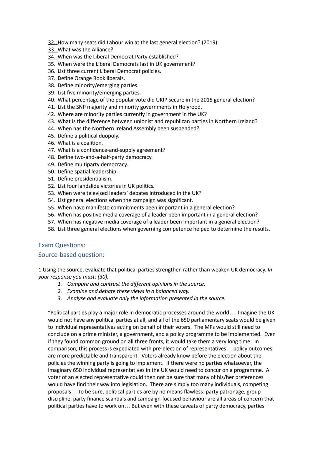 --- OCR Start ---
Table of Contents
..
..
1.1- Democracy and participation..
Knowledge check:......
1
Source Questions:.
2
Exam questions:..