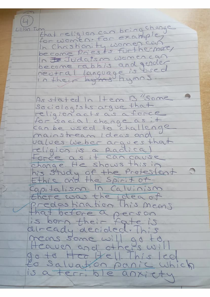 31³4/11/2083
Evaluate sociological views on the
relationship between religion and
social change.
Lilian Tum
There has been several debates i