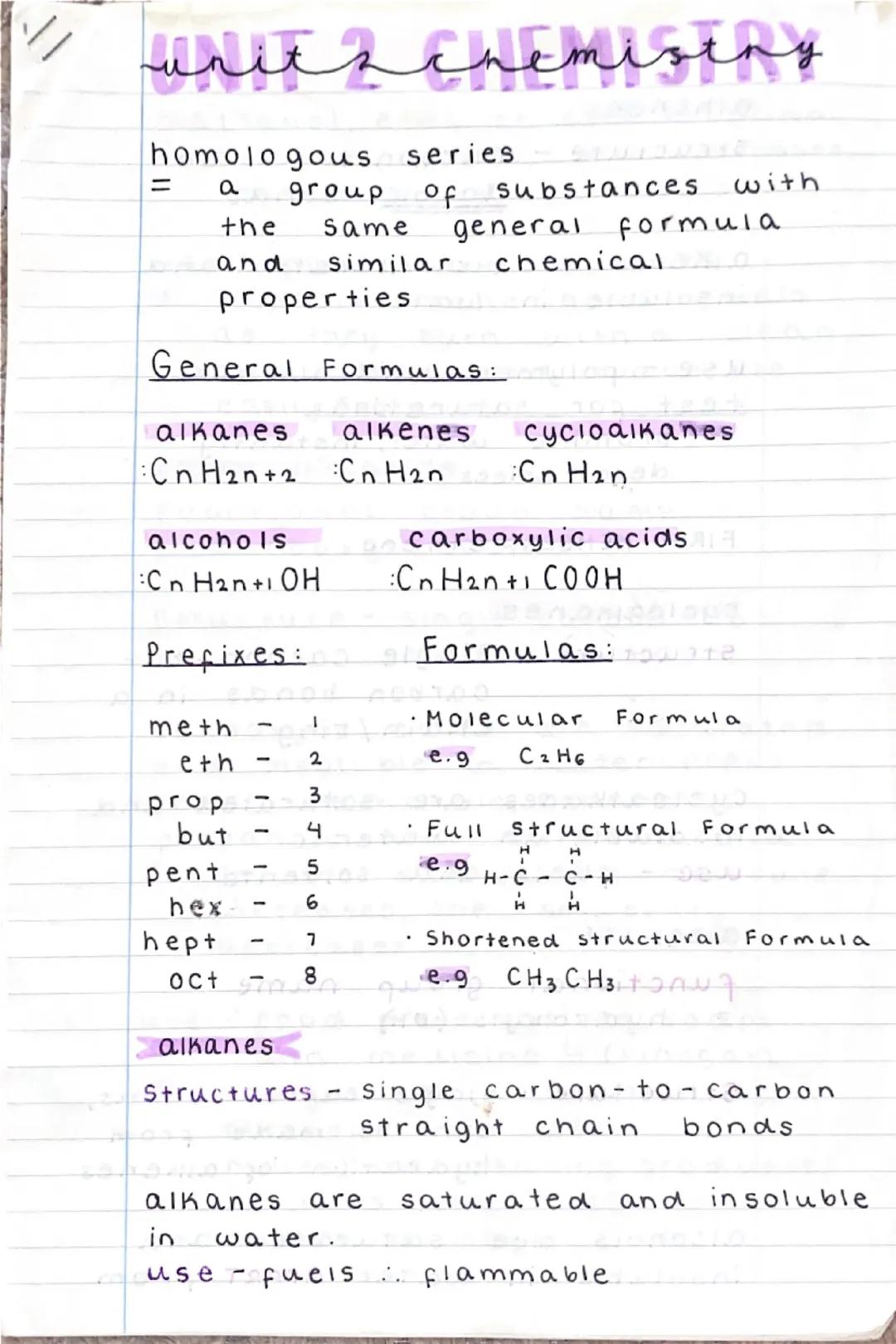 # unitschemistry

homologous series
= a group of substances with
the same general formula
and similar chemical
properties

General Formulas: