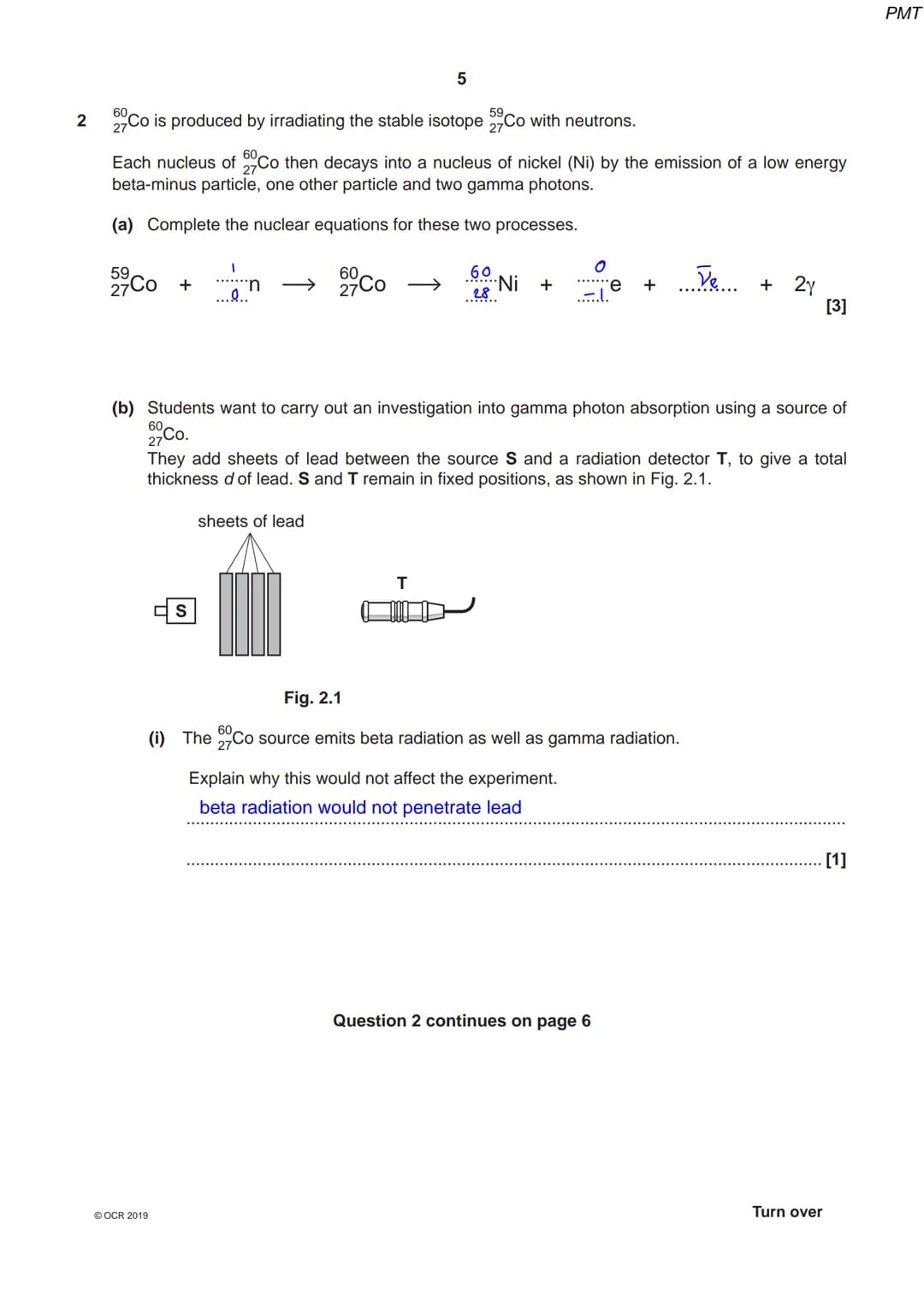 586 765 7
OCR
Oxford Cambridge and RSA
Monday 3 June 2019 - Afternoon
A Level Physics A
H556/03 Unified physics
Time allowed: 1 hour 30 minu