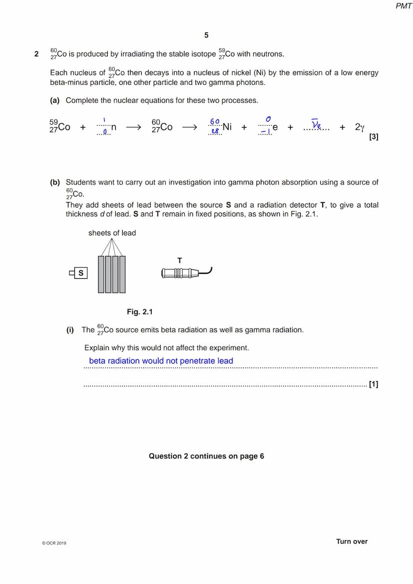 586 765 7
OCR
Oxford Cambridge and RSA
Monday 3 June 2019 - Afternoon
A Level Physics A
H556/03 Unified physics
Time allowed: 1 hour 30 minu