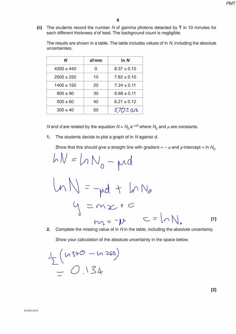 586 765 7
OCR
Oxford Cambridge and RSA
Monday 3 June 2019 - Afternoon
A Level Physics A
H556/03 Unified physics
Time allowed: 1 hour 30 minu