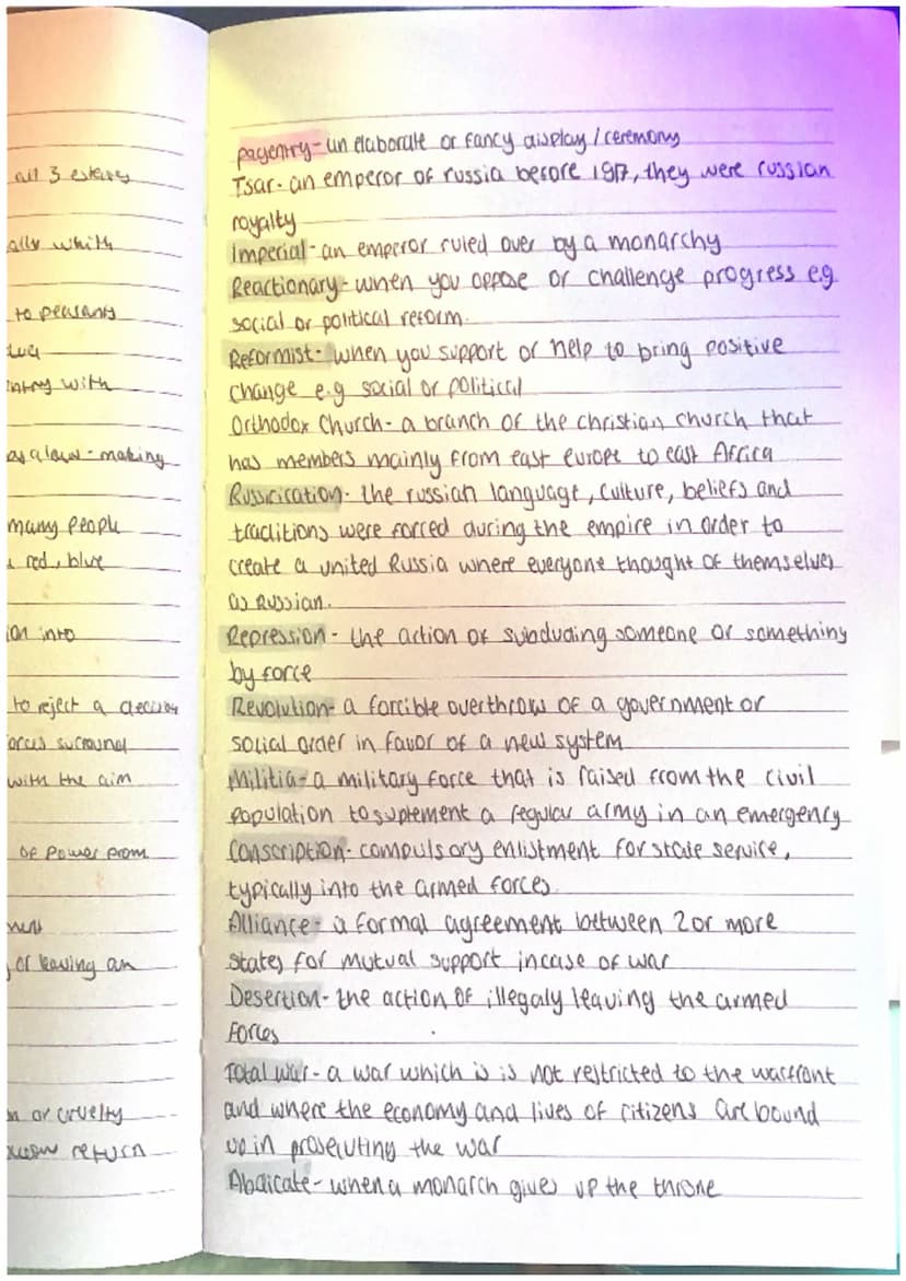 History
1 locu
Key words-
monarch - king or Queen
Turning point. A key point of change
Rood screen - A screen in a church that separates the