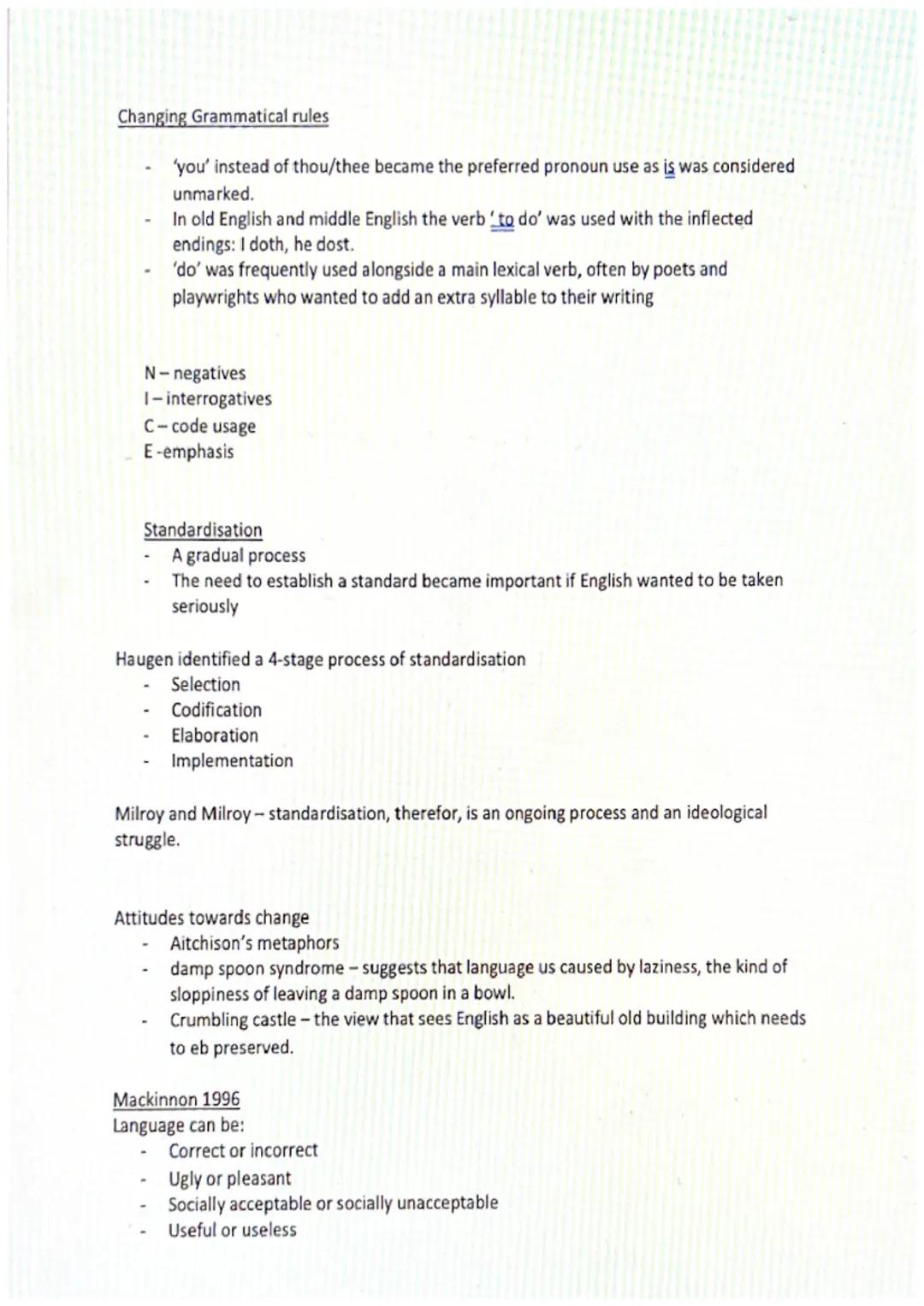 Changing Grammatical rules
'you' instead of thou/thee became the preferred pronoun use as is was considered
unmarked.
In old English and mid