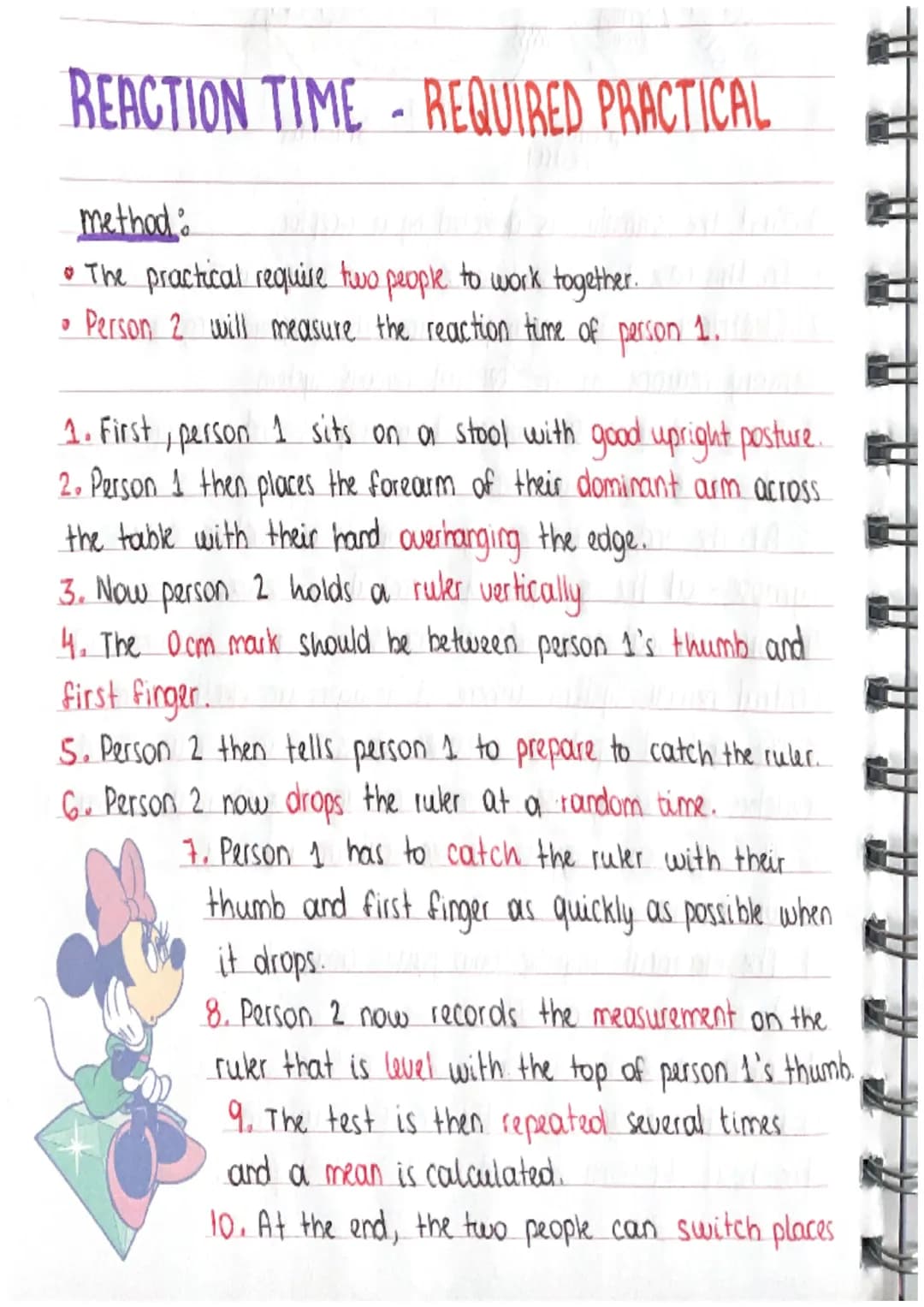 REACTION TIME-REQUIRED PRACTICAL
method
• The practical require two people to work together..
• Person 2 will measure the reaction time of p