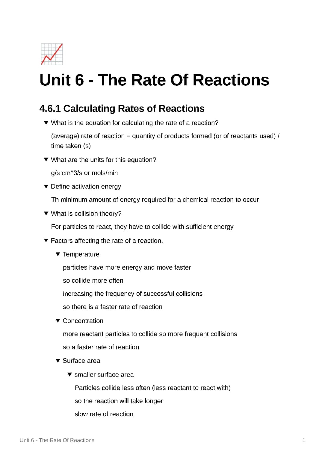 GCSE Rates of Reaction Equations, Units, and More!