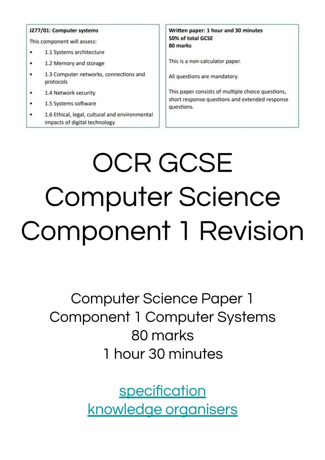 Your Ultimate GCSE Computer Science Book: Easy Revision for OCR J277!
