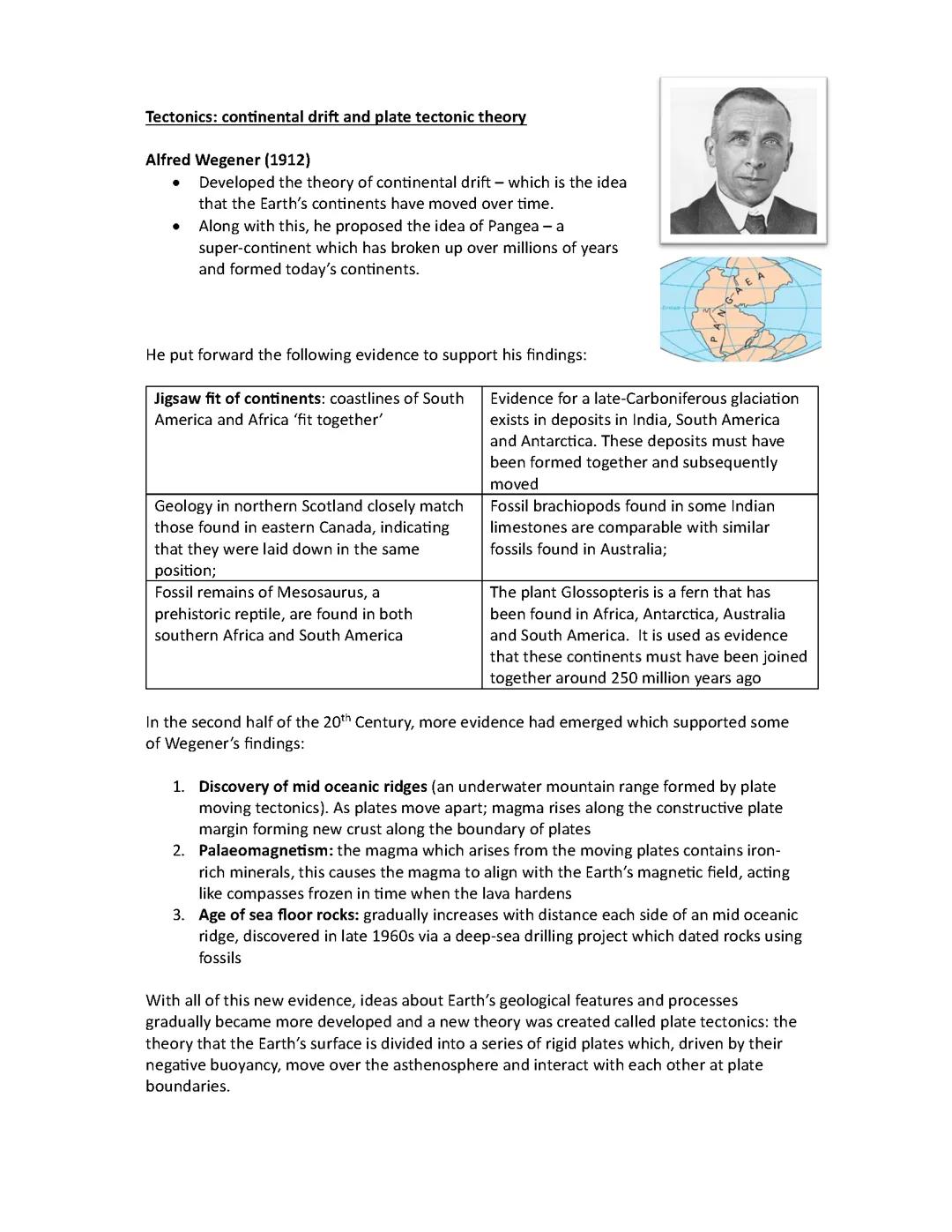 Continental drift & plate tectonic theory
