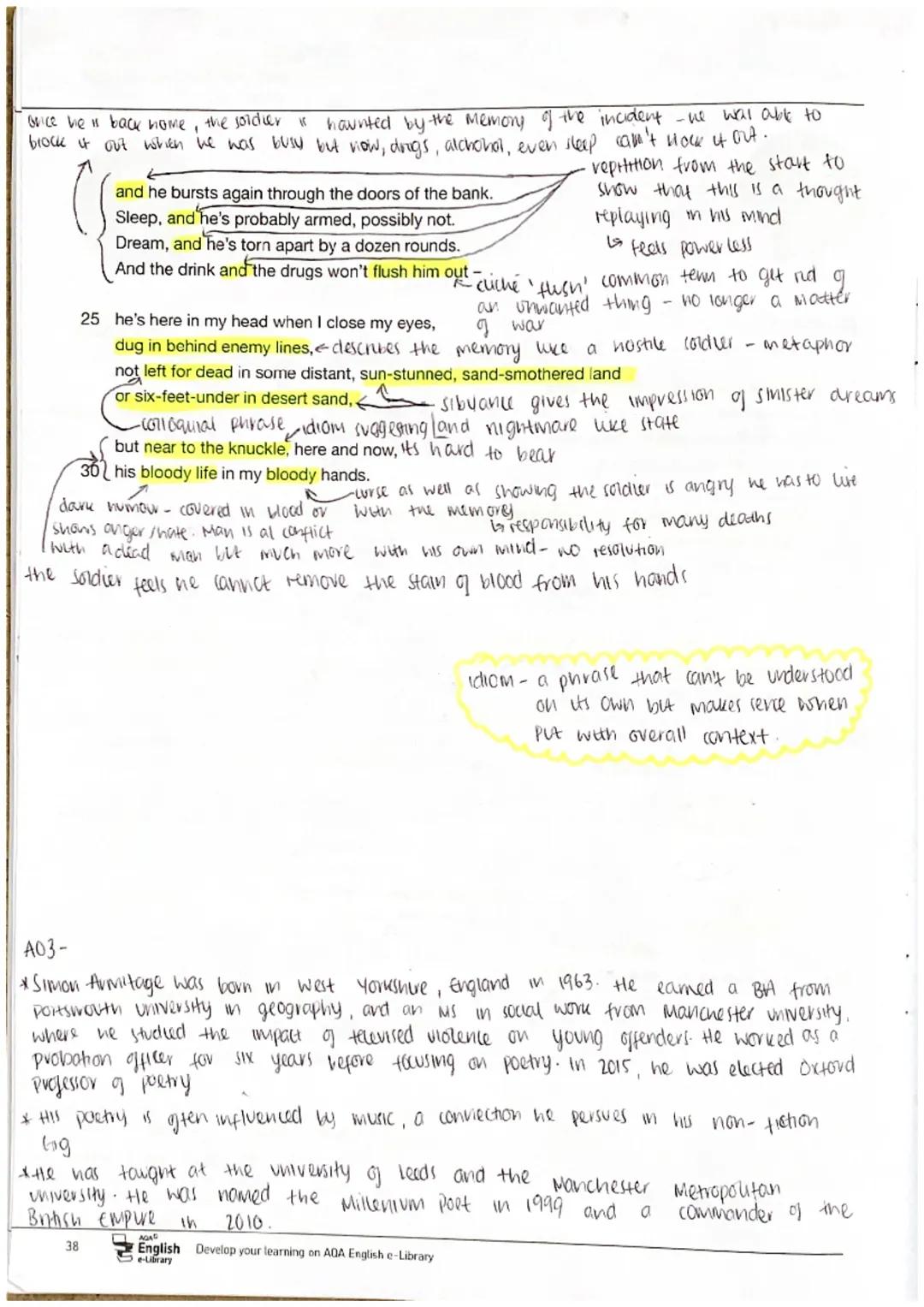 ww- themes
ww = companson
1
5
poems
Simon
Armitage
(b. 1963)
Remains
- Starts abruptly as if in the middle of a conversation or on
(
I we go