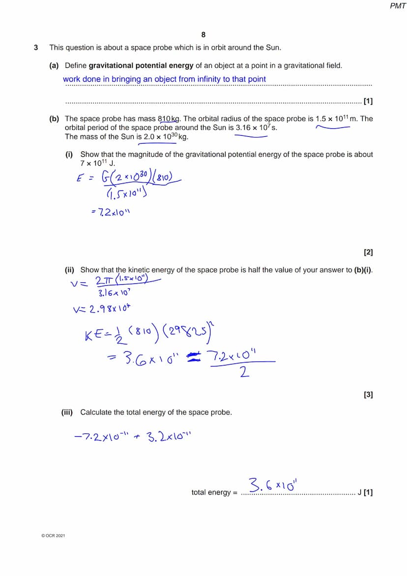 8 3 3 4 5 3 1 4 59
OCR
Oxford Cambridge and RSA
Wednesday 20 October 2021 - Morning
A Level Physics A
H556/03 Unified physics
Time allowed: 