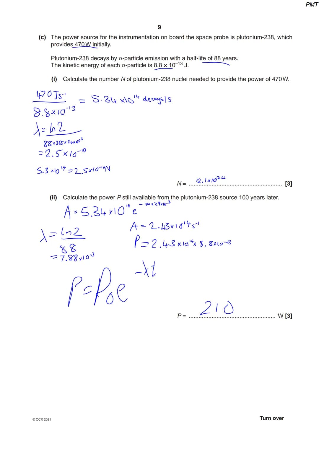 8 3 3 4 5 3 1 4 59
OCR
Oxford Cambridge and RSA
Wednesday 20 October 2021 - Morning
A Level Physics A
H556/03 Unified physics
Time allowed: 