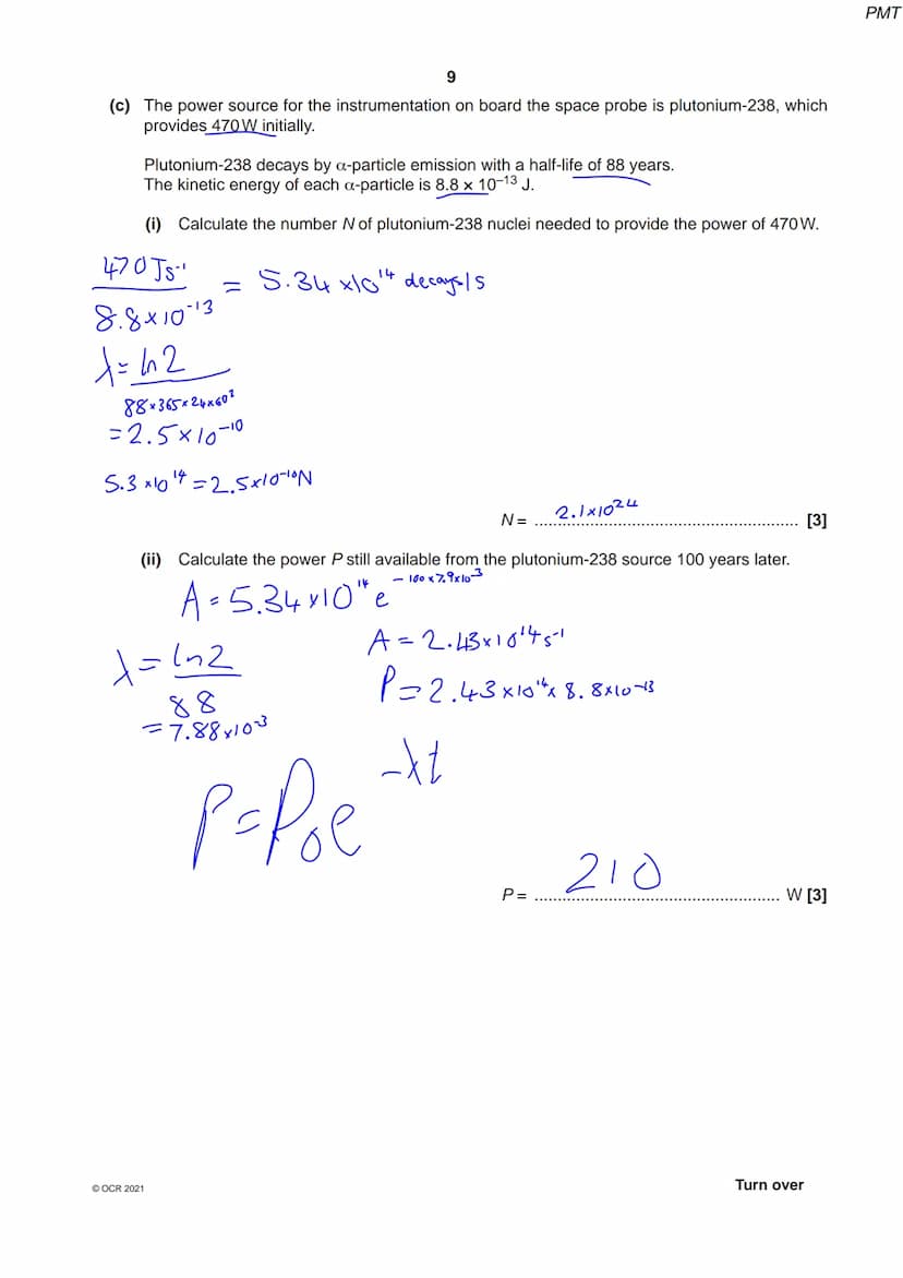 8 3 3 4 5 3 1 4 59
OCR
Oxford Cambridge and RSA
Wednesday 20 October 2021 - Morning
A Level Physics A
H556/03 Unified physics
Time allowed: 