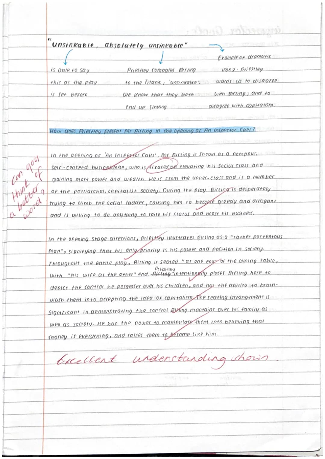 A01. Ideas -
12 marks
A02- Language
Analysis - 12 mrk
A03 Context-
6 marks.
A04- SPAG
Di
Sheila Birling characters
L/O How far cloes Priestl