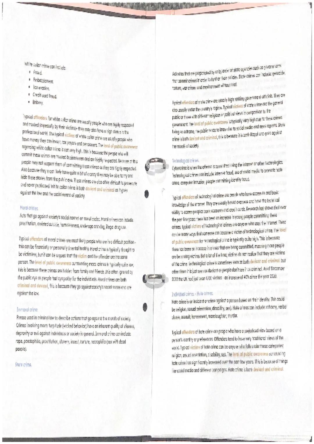 ac 1.1 - analyze different types of crime (4 marks).

What do I need to do?
1. What is the crime (definition)
2. The typical offender
3. The