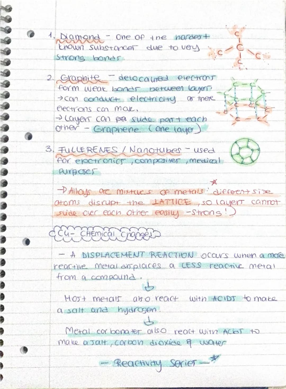 ~
Chemistry ~
- Atoms
•Element a substance containing only one type of
atom es. 45, 02.
• Compound: a substance
different typer of atoms.
co