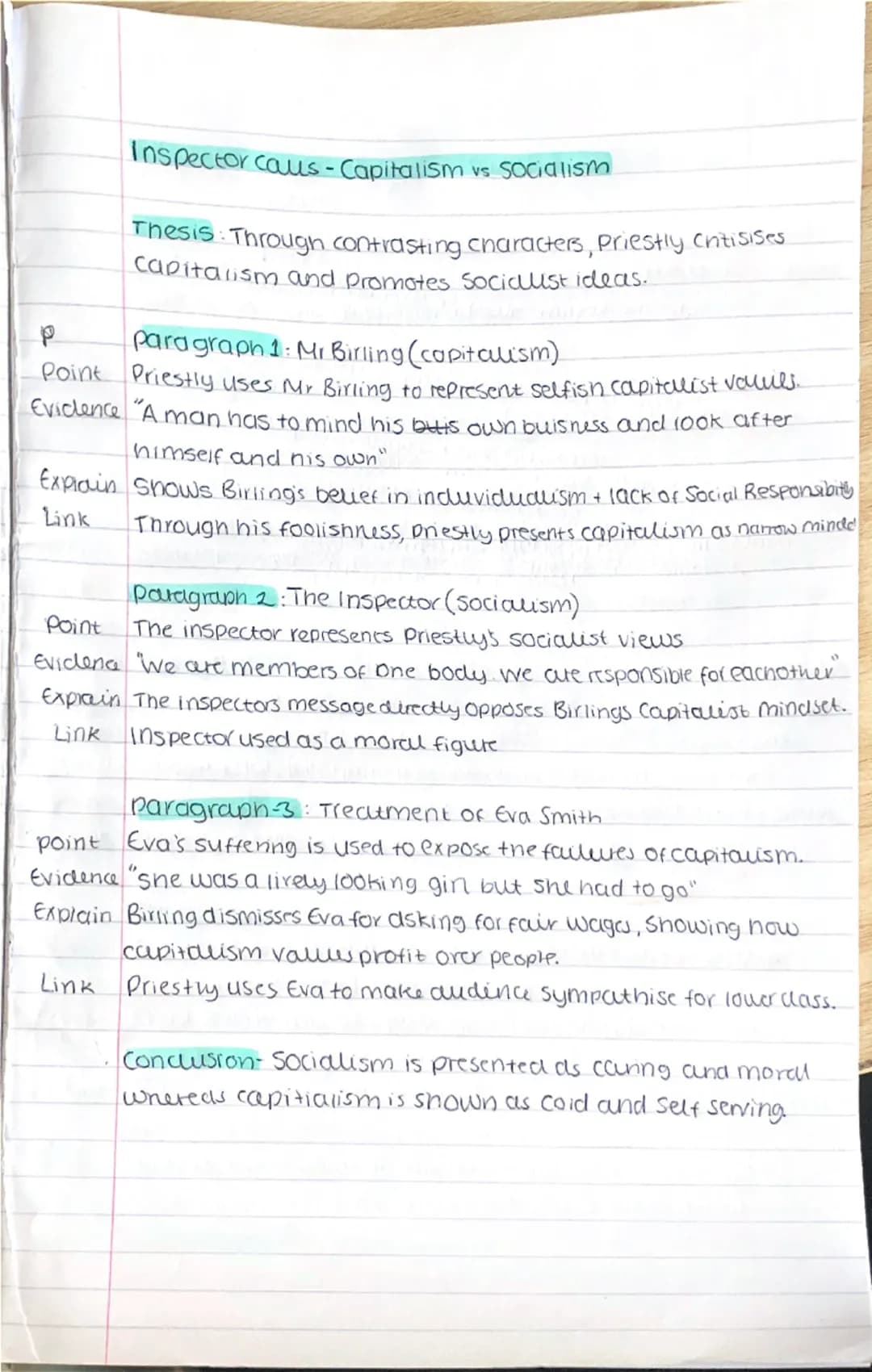 An Inspector Calls essay plans