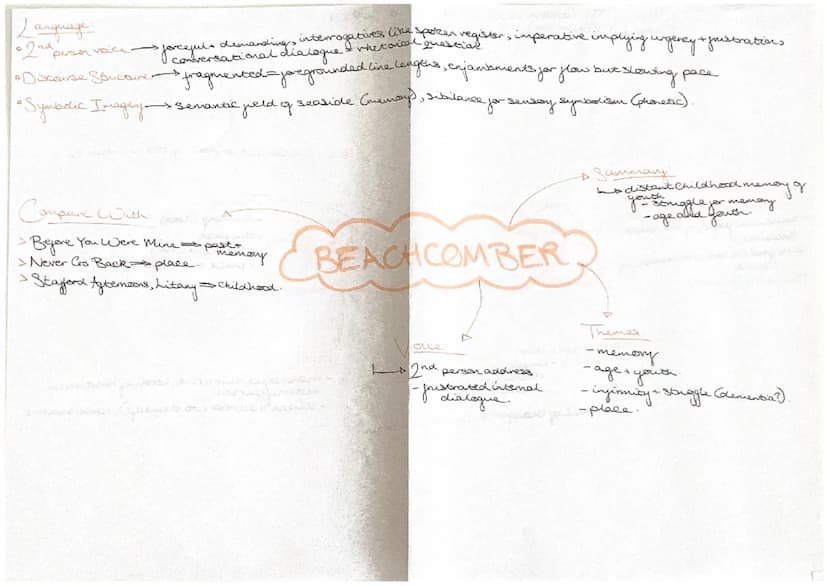 TITLE:
Beachcomber
KEY MESSAGES:
o the power
Rey events
·as dunel
helderly person, the persona
bries to sift through their memories
over the