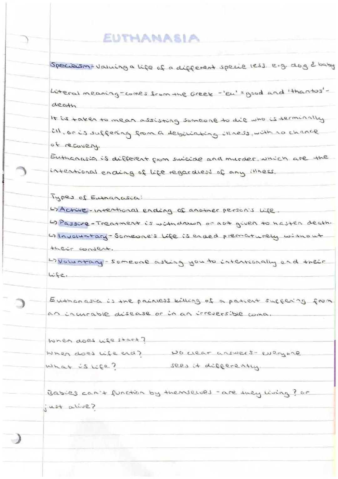 euthanasia a level ethics 