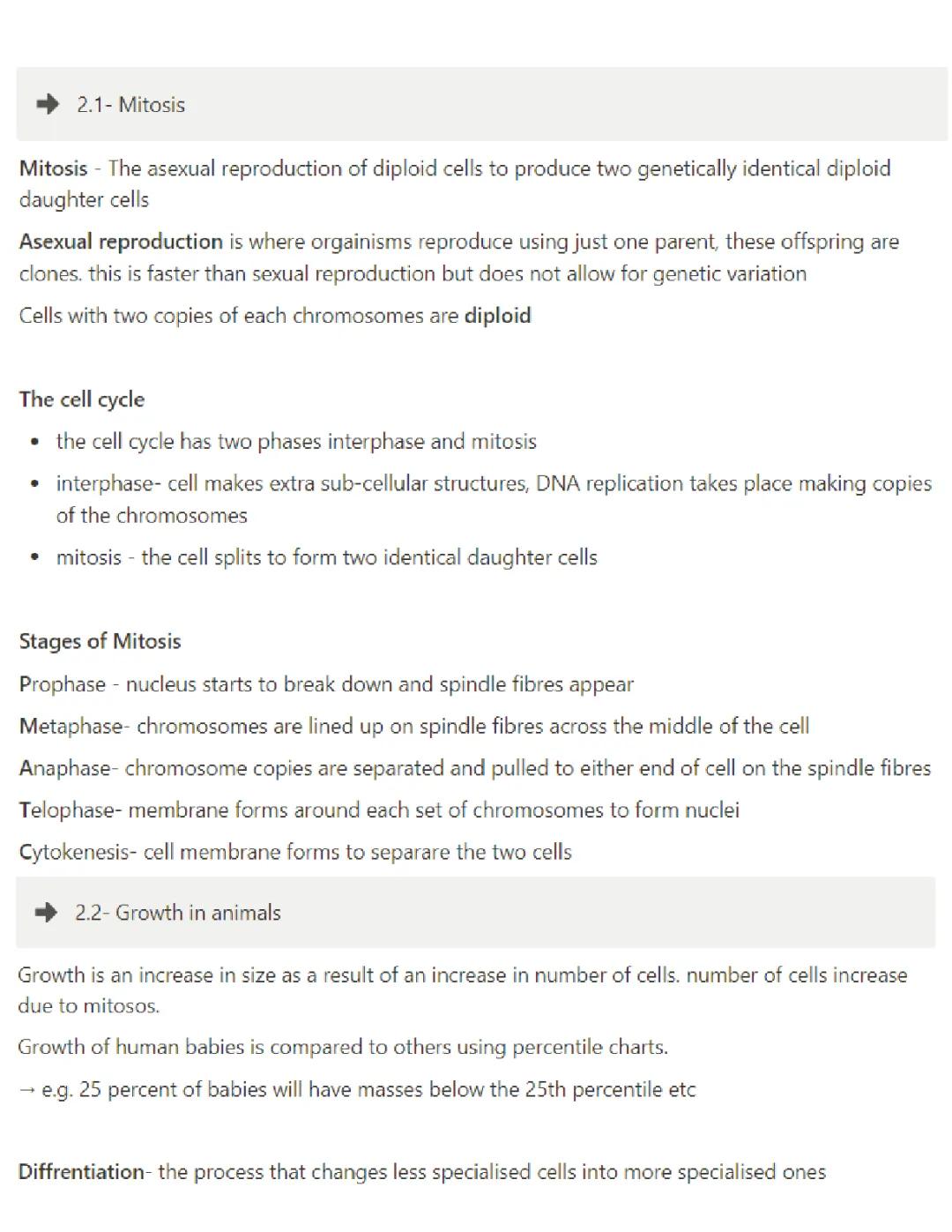 Stages of Mitosis & Brain Structure - GCSE Edexcel & AQA Biology