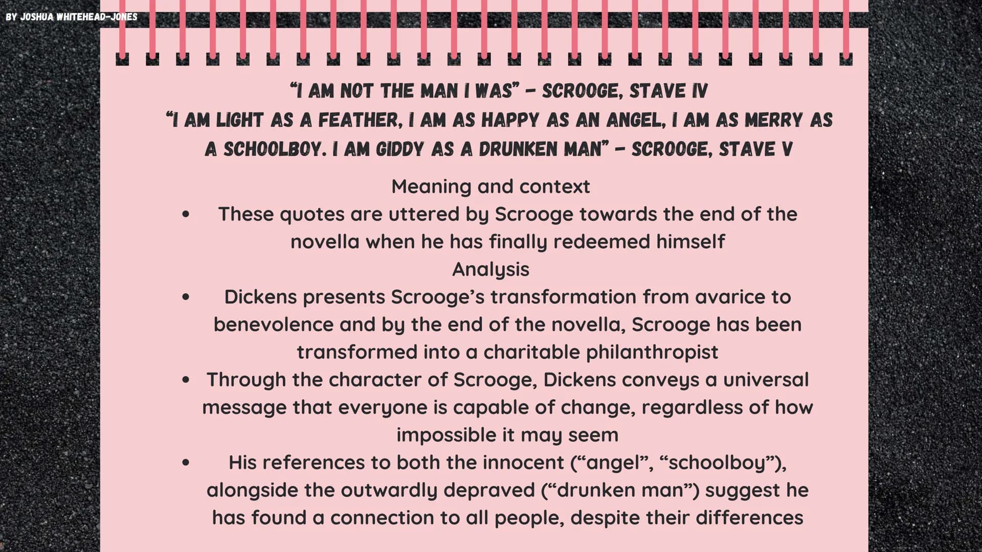 BY JOSHUA WHITEHEAD-JONES
A CHRISTMAS CAROL
Themes and Quotes BY JOSHUA WHITEHEAD-JONES
0
POVERTY
The theme of poverty is one of the most
pr