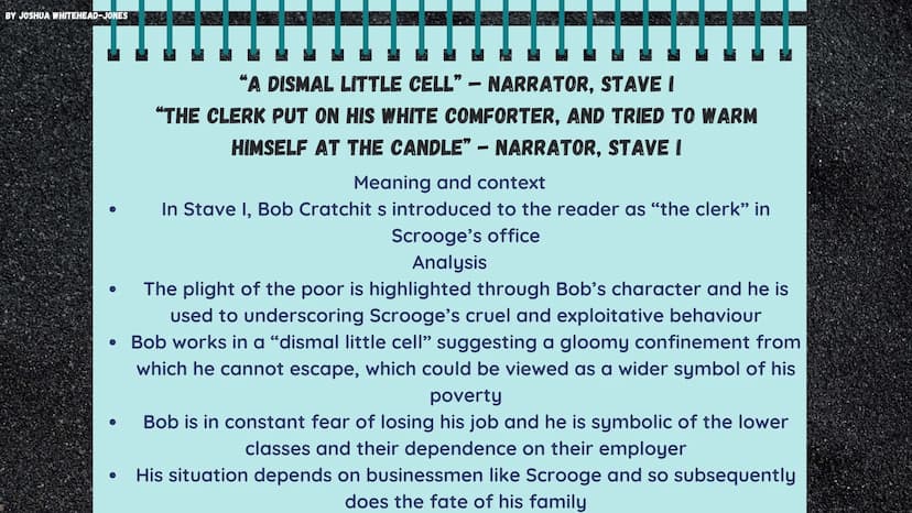 BY JOSHUA WHITEHEAD-JONES
A CHRISTMAS CAROL
Themes and Quotes BY JOSHUA WHITEHEAD-JONES
0
POVERTY
The theme of poverty is one of the most
pr