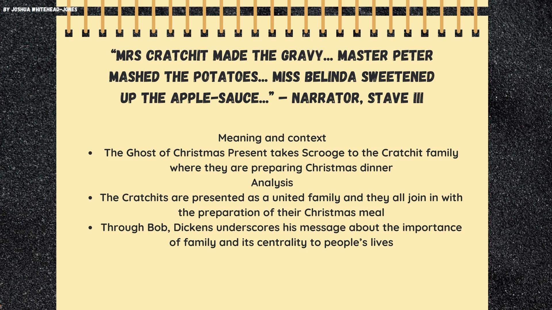 BY JOSHUA WHITEHEAD-JONES
A CHRISTMAS CAROL
Themes and Quotes BY JOSHUA WHITEHEAD-JONES
0
POVERTY
The theme of poverty is one of the most
pr