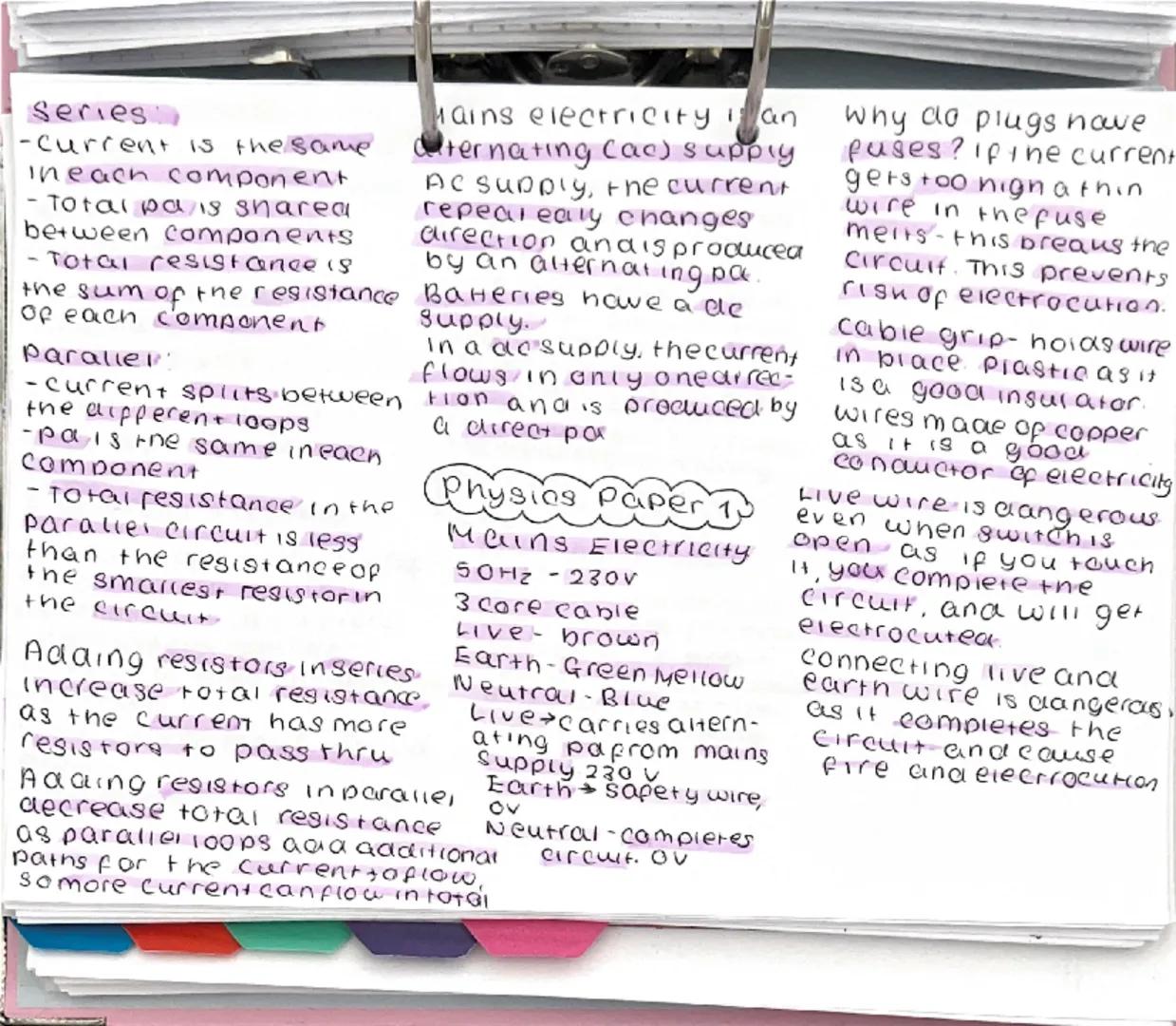 Series:
--current is the same
In each component
- Total pa is shared
between components
Total resistance is
the sum of the resistance
of eac
