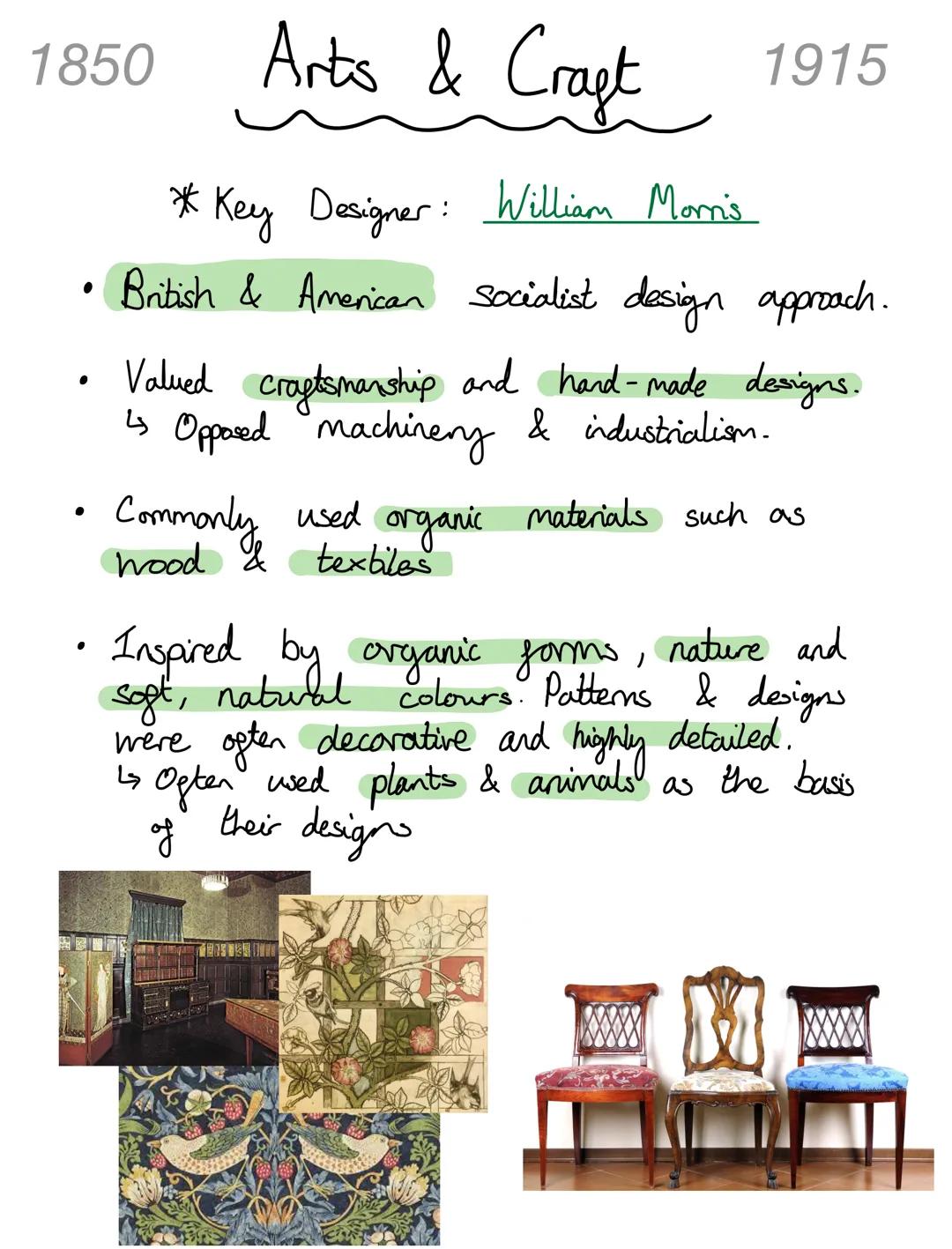 Arts & Crafts
(1850-1914)

Art Nouvean
(1880-1910)

Art Deco
(1925-1939)

Memphis
(1981-1988)

Design
Movements

Bauhaus
(1919-1933)

Minima