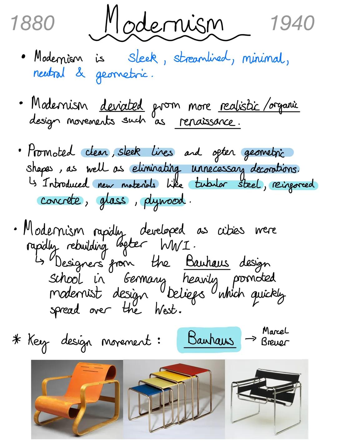 Arts & Crafts
(1850-1914)

Art Nouvean
(1880-1910)

Art Deco
(1925-1939)

Memphis
(1981-1988)

Design
Movements

Bauhaus
(1919-1933)

Minima