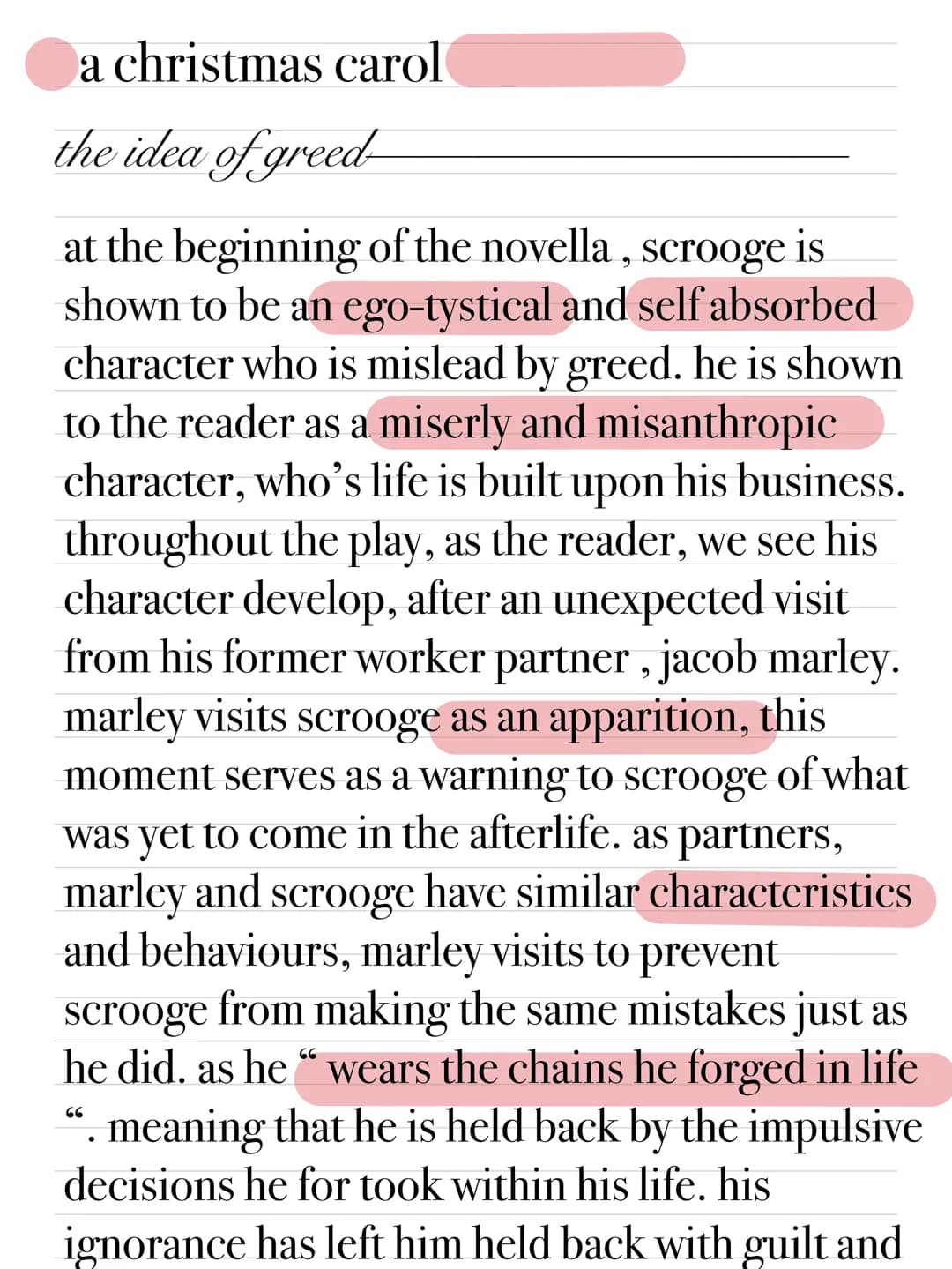 a christmas carol
the idea of greed
at the beginning of the novella, scrooge is
shown to be an ego-tystical and self absorbed
character who 