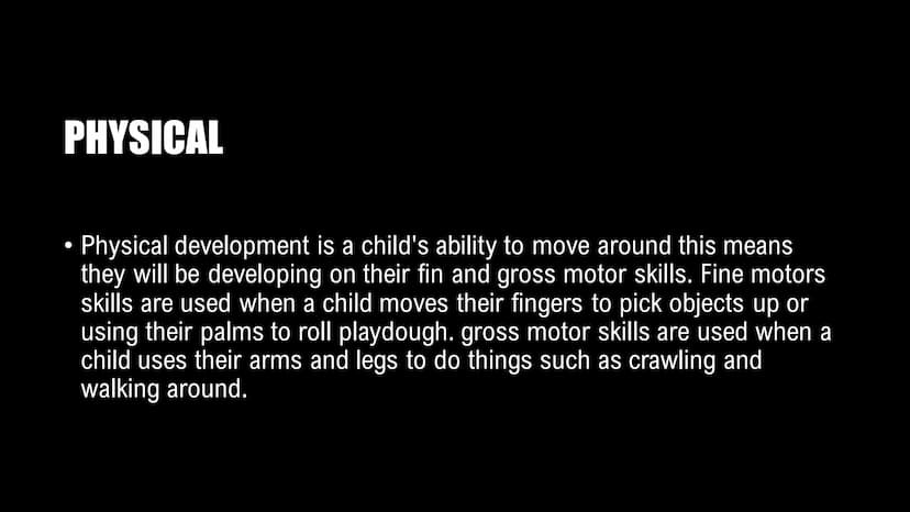 Supporting
children's development
Level 2 diploma introducing caring for children and young Development of young children
section one: PHYSI