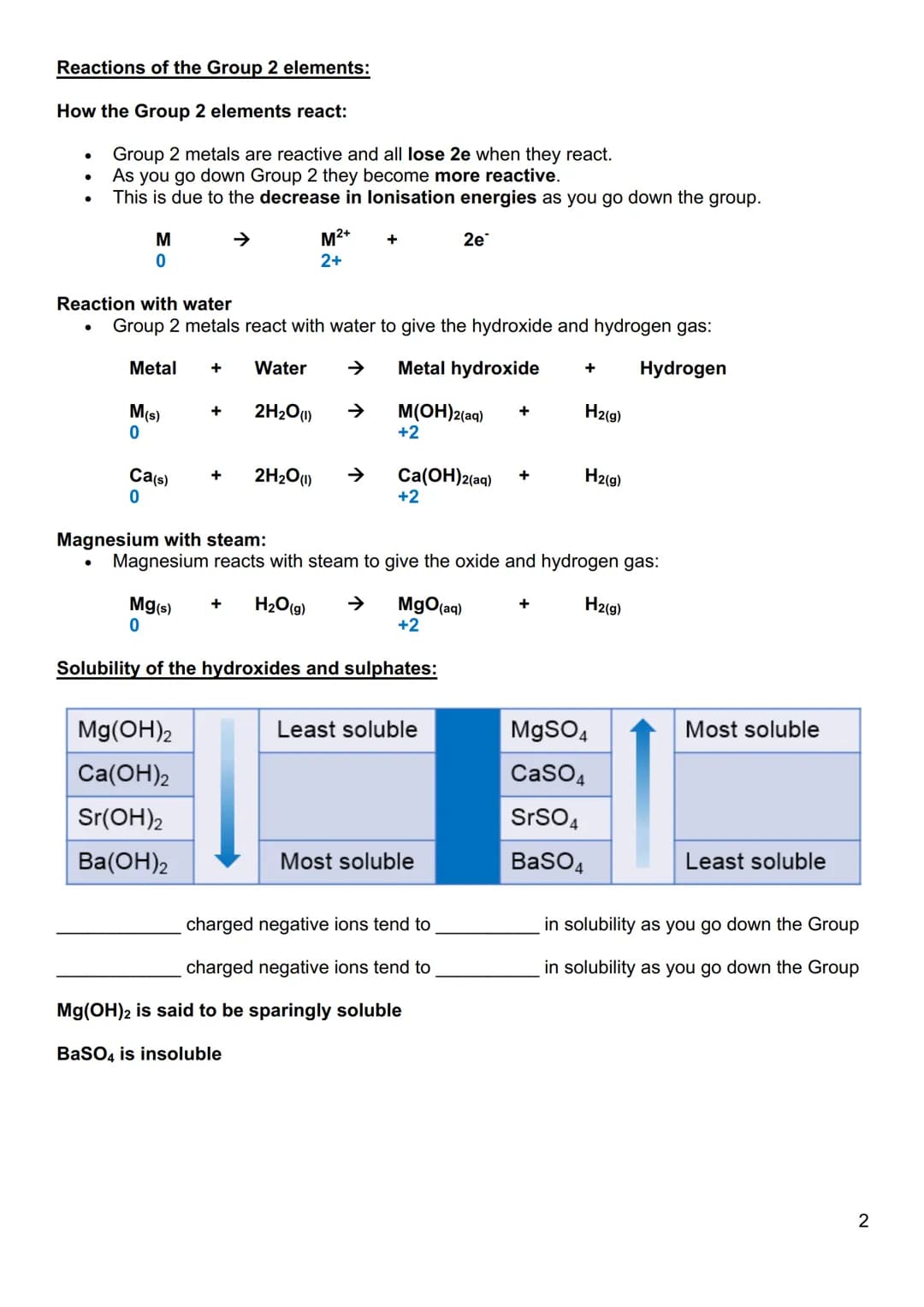 Atomic radius - Increases down the Group:
More electron shells
●
Shells:
Shielding:
Number of
shells
increases
lonic radius - Smaller
1 less