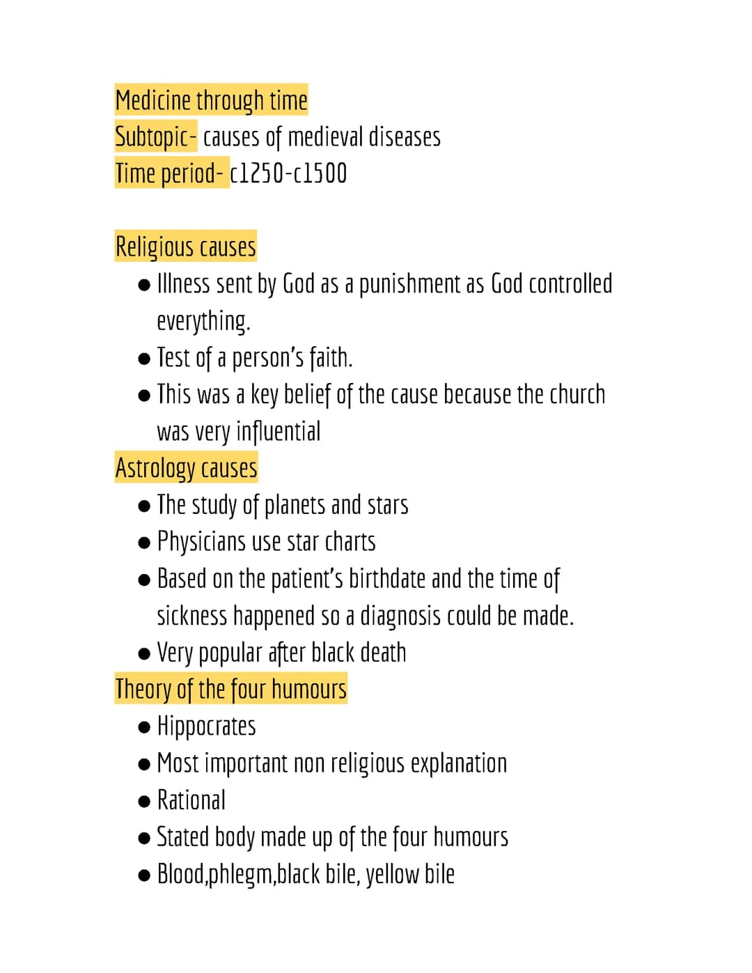 MEDICINE THROUGH TIME- CAUSES OF DISEASE