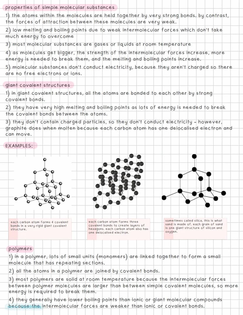 ionic compounds
regular lattice structure
1) ionic compounds have a structure called an ionic lattice.
2) the ions form a closely packed reg