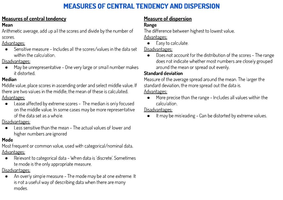 Measures of central tendency and dispersion 